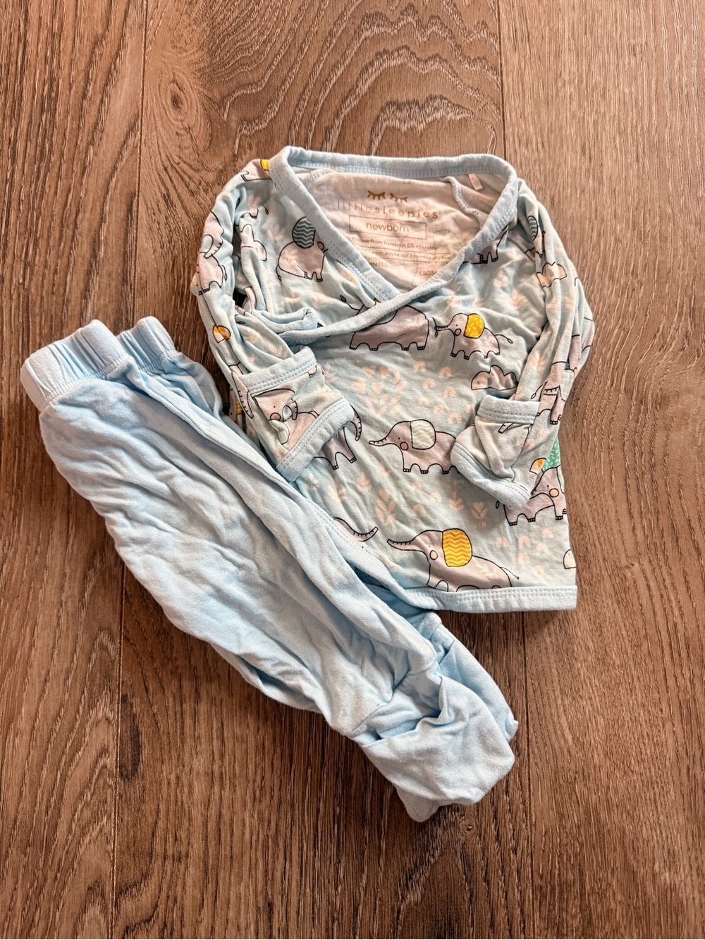 Little Sleepies Light Blue Elephant Print Pajama Set